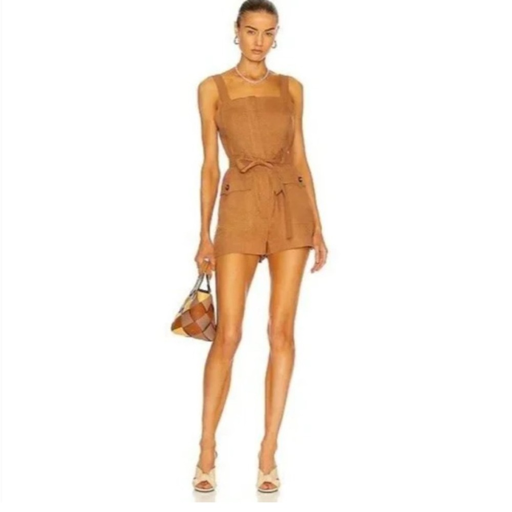 ALC Gilmour Linen Jumpsuit Romper‎ Size 14 in Cafe